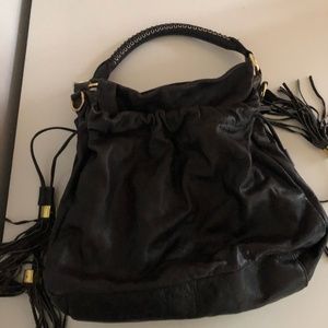 Soft Leather Brown Purse with Tassles and Gold finishes